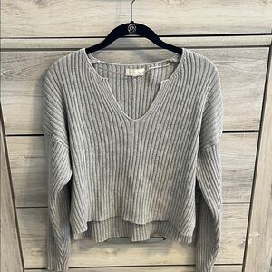 La Hearts Light Gray V-Neck Sweater
